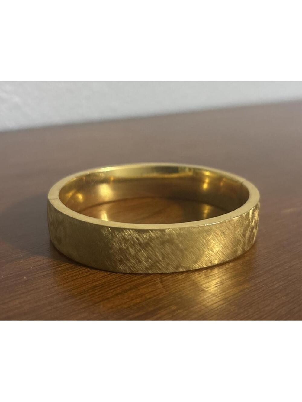 Vintage Carla MCM  Hinged Bangle  Bracelet 12 K Brushed Gold